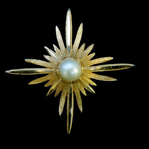 Vintage Boucher Brooch Gold Tone Atomic Starburst